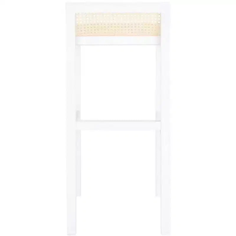 Low Back Cane Rattan Bar Stool in Black Beechwood Frame, Fixed Height 31.5"