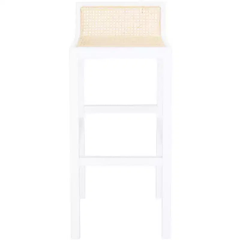 Low Back Cane Rattan Bar Stool in Black Beechwood Frame, Fixed Height 31.5"