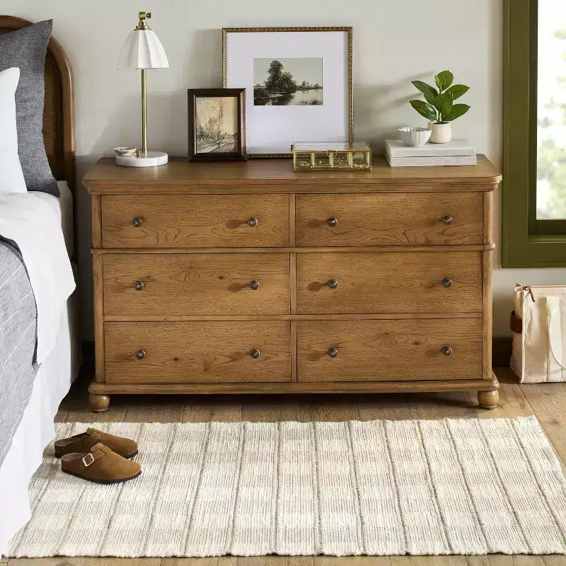 Traditional Wooden 6-Drawer Horizontal Dresser - Hearth & Hand with Magnolia Furniture