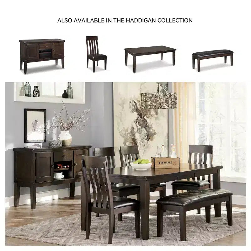 Upholstered Dining Bench with Button-Tufted Faux Leather & Wood Legs, Dark Brown