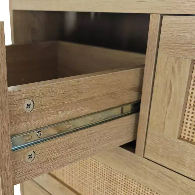 31.5" 4-Drawer Rattan Dresser with Natural Wood Finish for Bedroom & Living Room