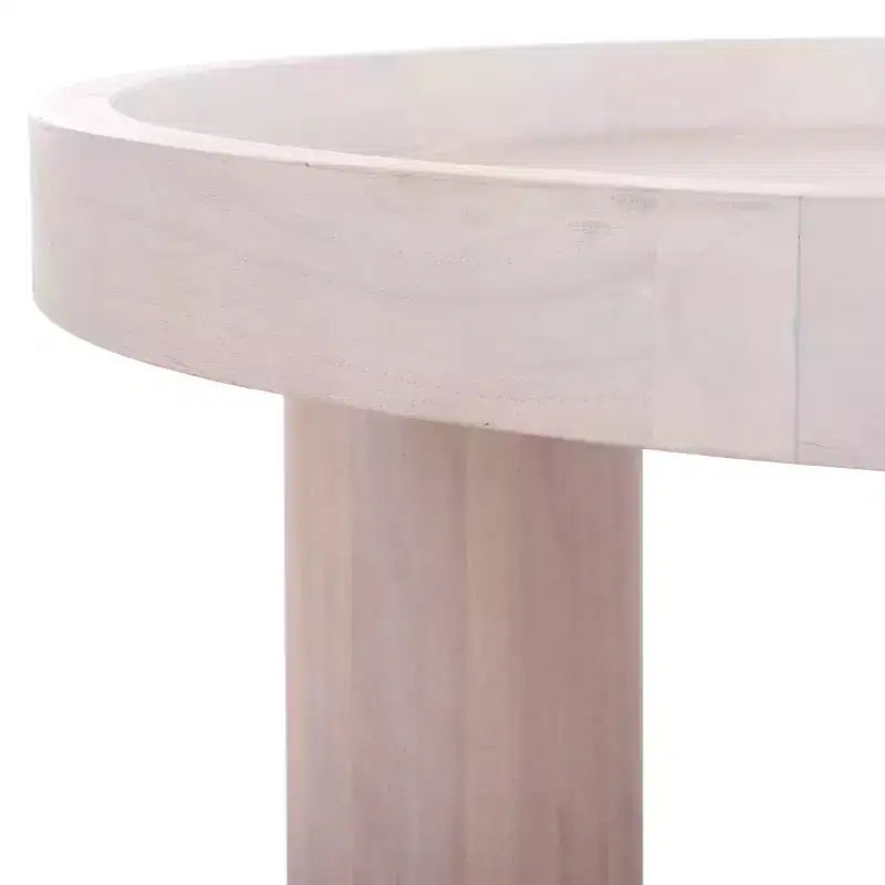 Round 3-Leg Coffee Table in Natural Bayur Wood & MDF Veneer, 135 lb Capacity