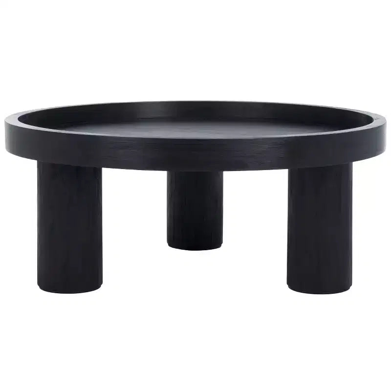 Round 3-Leg Coffee Table in Natural Bayur Wood & MDF Veneer, 135 lb Capacity