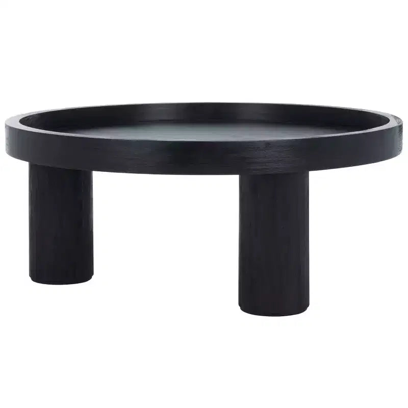 Round 3-Leg Coffee Table in Natural Bayur Wood & MDF Veneer, 135 lb Capacity