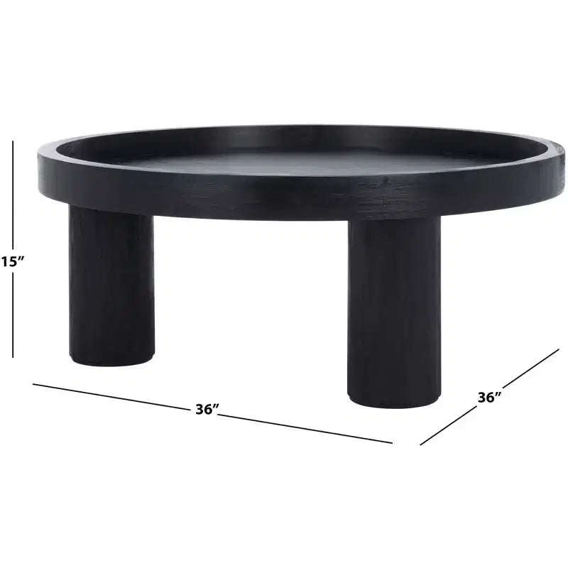 Round 3-Leg Coffee Table in Natural Bayur Wood & MDF Veneer, 135 lb Capacity