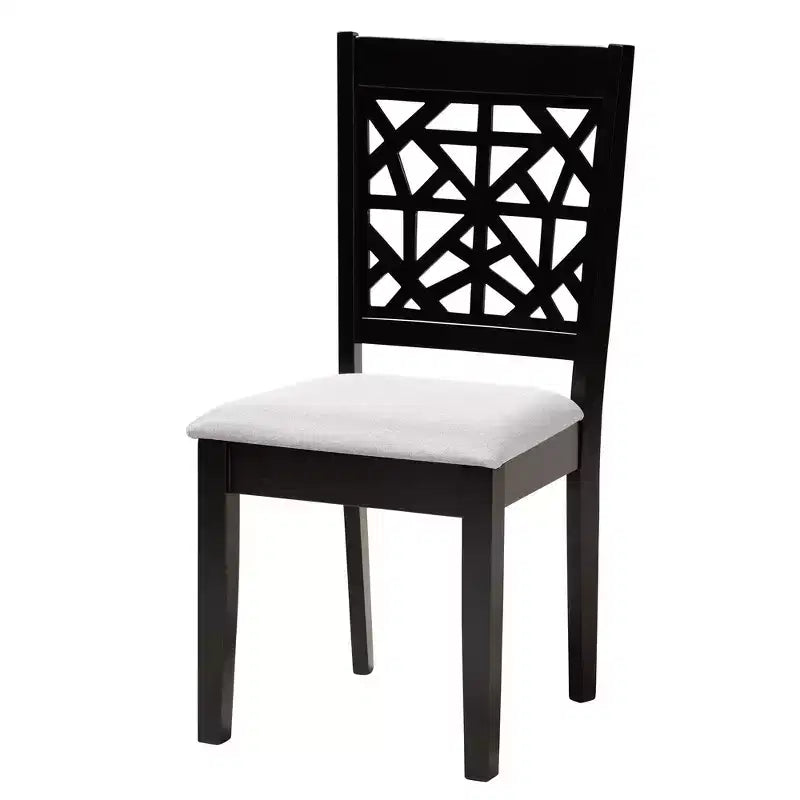 5-Piece Modern Round Dining Set with 4 Upholstered Chairs, Oak & Beige