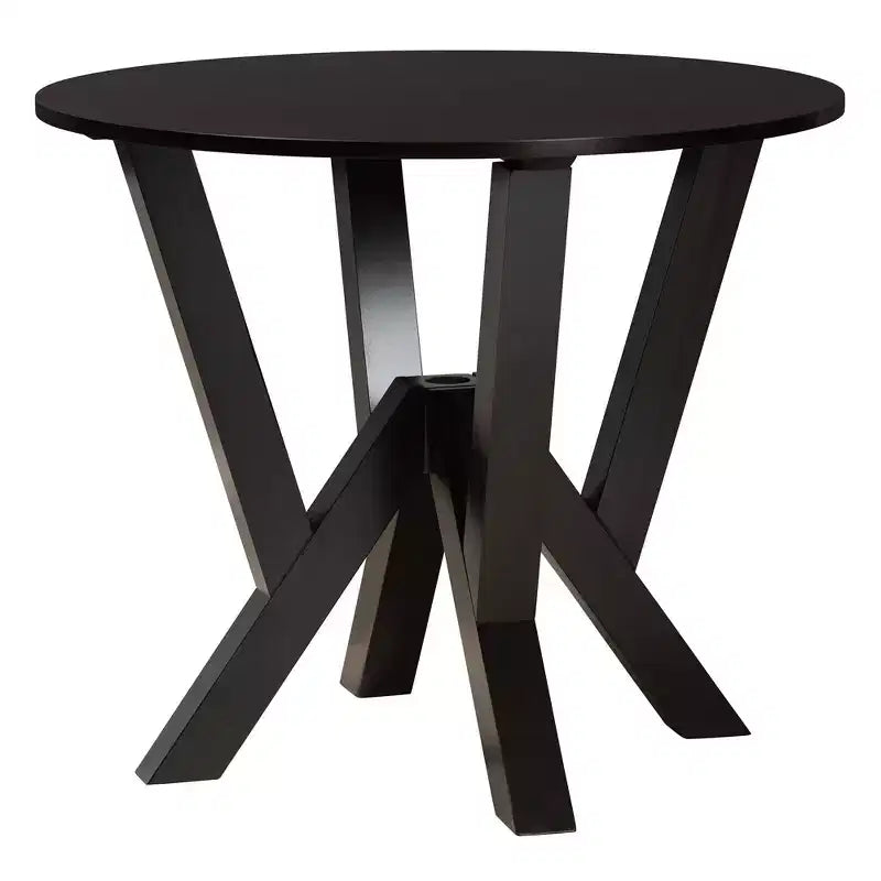 5-Piece Modern Round Dining Set with 4 Upholstered Chairs, Oak & Beige