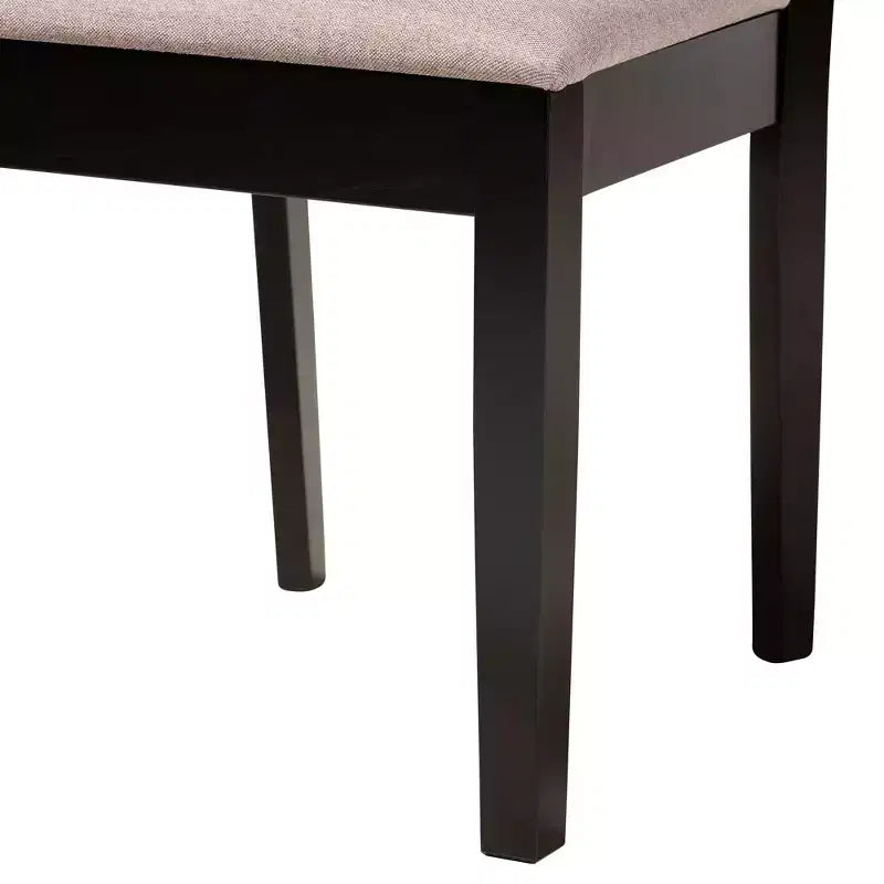 5-Piece Modern Round Dining Set with 4 Upholstered Chairs, Oak & Beige