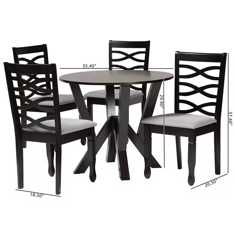 5-Piece Modern Round Dining Set with 4 Upholstered Chairs & Sculptural Base