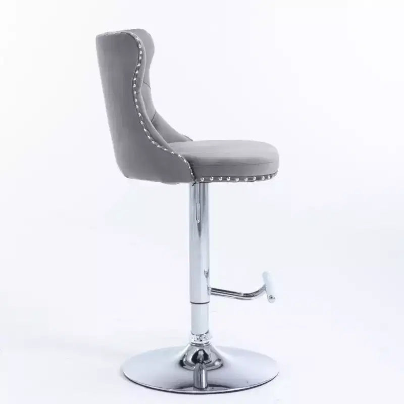 Swivel Velvet Barstools, Modern Upholstered Chrome base Bar Stools with Backs Comfortable Tufted for Home Pub and Kitchen Island-Set of 2