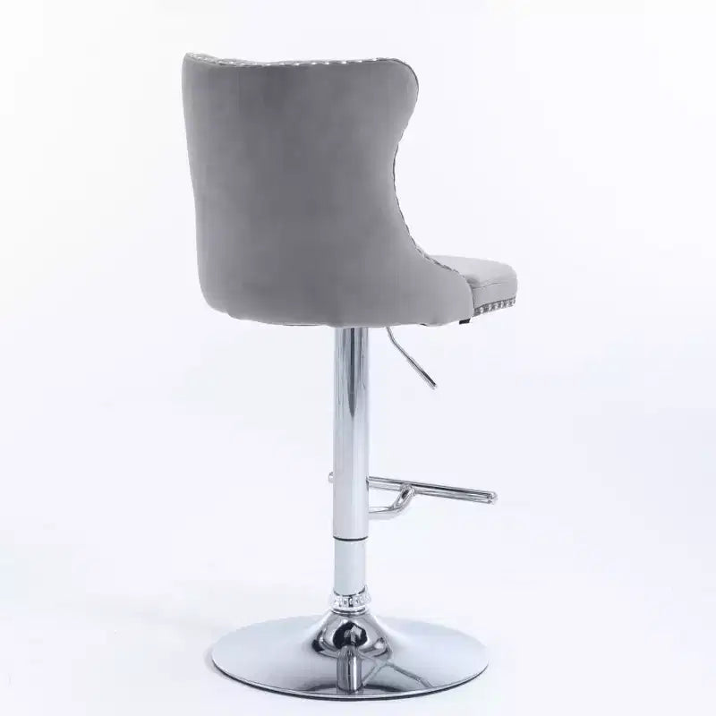 Swivel Velvet Barstools, Modern Upholstered Chrome base Bar Stools with Backs Comfortable Tufted for Home Pub and Kitchen Island-Set of 2