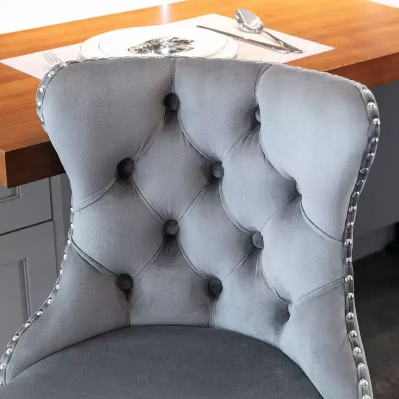 Swivel Velvet Barstools, Modern Upholstered Chrome base Bar Stools with Backs Comfortable Tufted for Home Pub and Kitchen Island-Set of 2