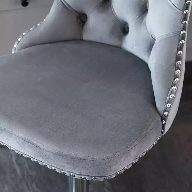 Swivel Velvet Barstools, Modern Upholstered Chrome base Bar Stools with Backs Comfortable Tufted for Home Pub and Kitchen Island-Set of 2