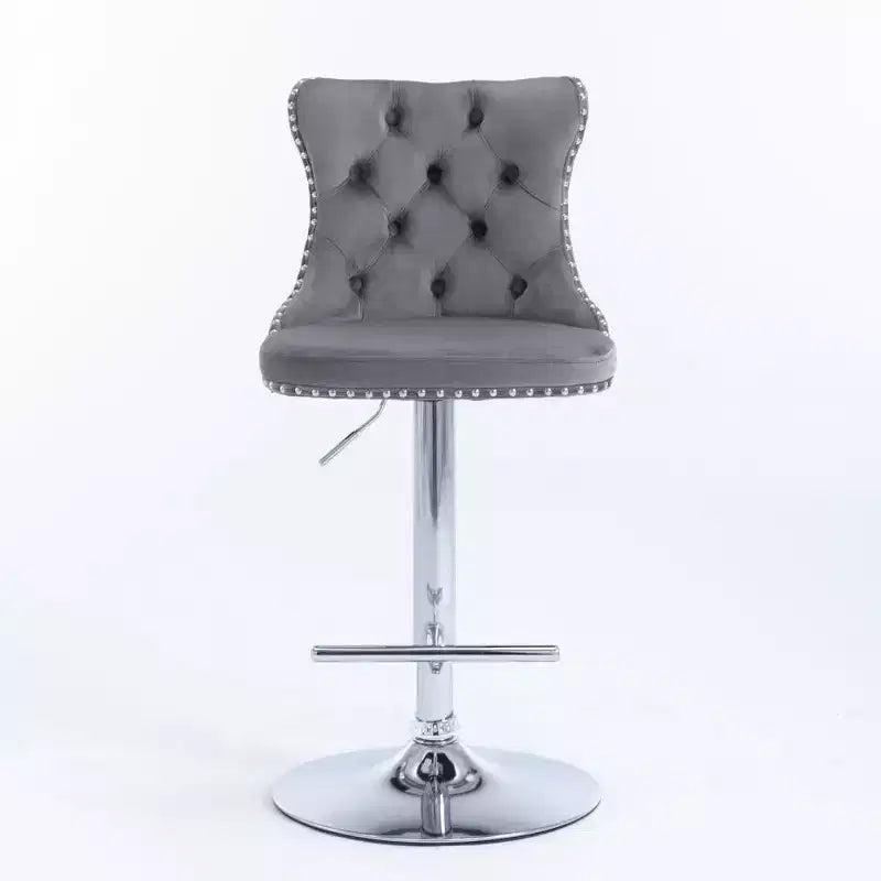 Swivel Velvet Barstools, Modern Upholstered Chrome base Bar Stools with Backs Comfortable Tufted for Home Pub and Kitchen Island-Set of 2