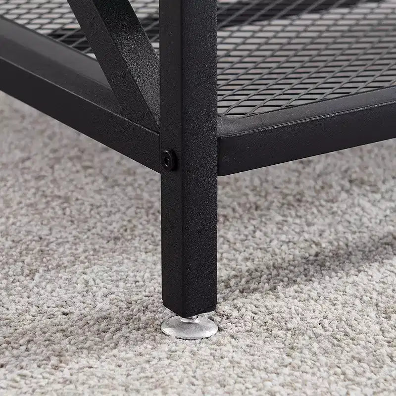 Industrial X-Frame Coffee Table with Open Storage Shelf, 39.4"L Wood & Metal