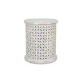 Jofran, Decker Small Distressed Hardwood Global Drum End Table, White
