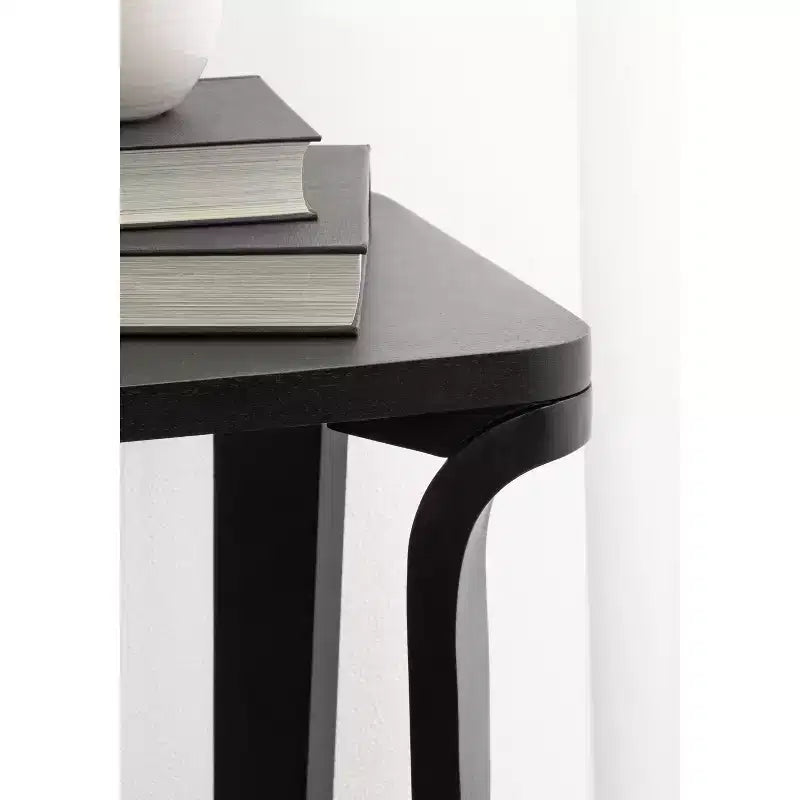 Black Solid Mango Wood Side Table with Curved Legs, 22x14x26 Inches