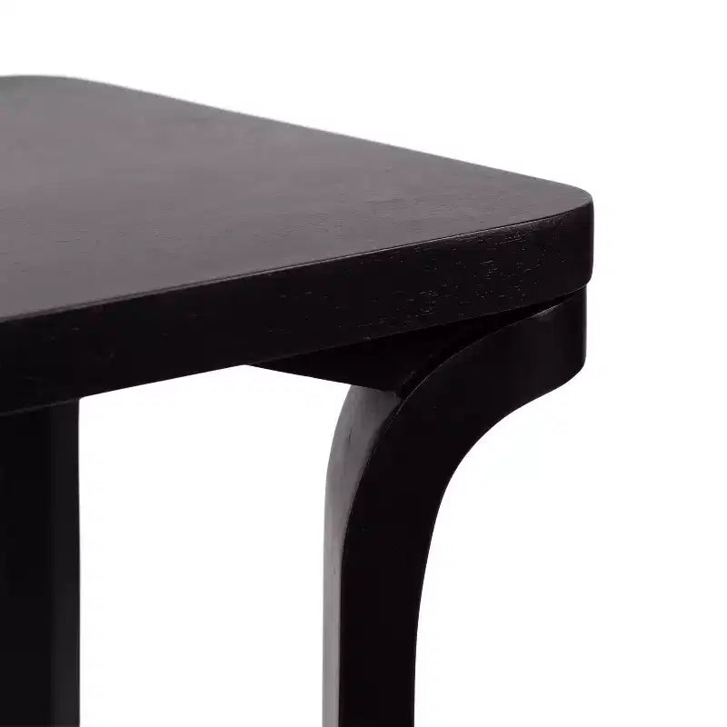 Black Solid Mango Wood Side Table with Curved Legs, 22x14x26 Inches