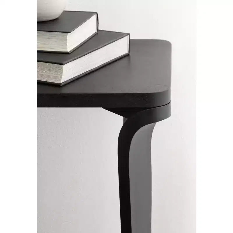 Black Solid Mango Wood Side Table with Curved Legs, 22x14x26 Inches