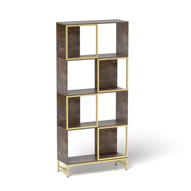 4 Tier Industrial Bookcase, 70.8 Tall Narrow Bookshelf, Floor Standing Bookcase with Storage, Display Storage Shelf for Bedroom Living Room Office